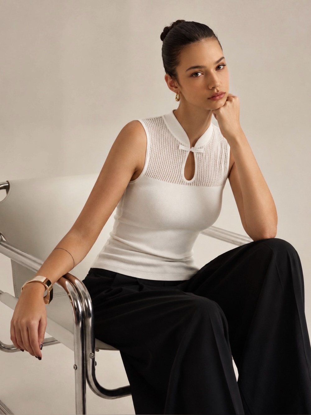 Commense mandarin collar top